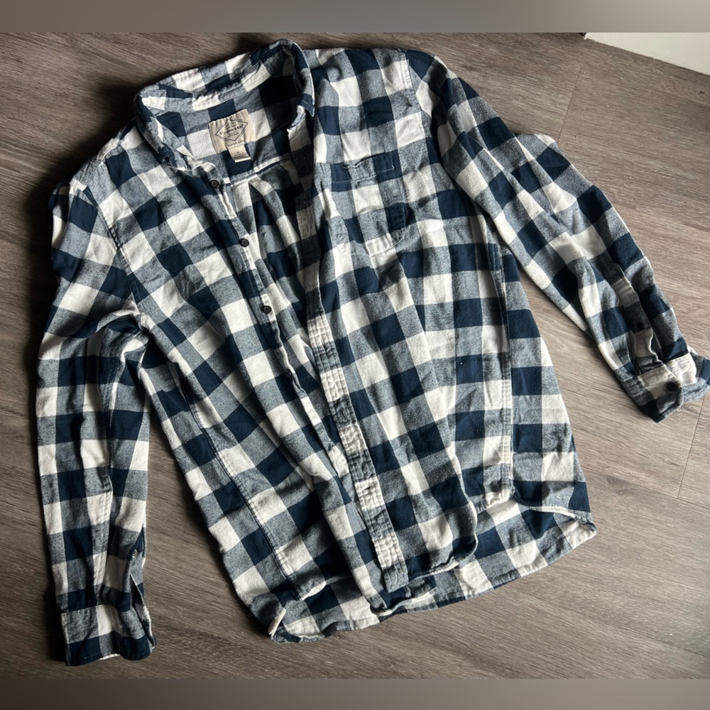 St. John's Bay Navy and White Checkered Shirt
